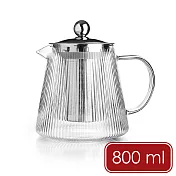《ibili》Elegant玻璃濾茶壺(豎紋800ml) | 泡茶壺 沖泡壺 茶水分離壺 茶具