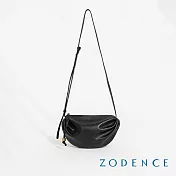 ZODENCE MOZ進口真皮抓皺迷你斜背包  黑