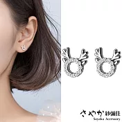 【Sayaka紗彌佳】925純銀 冬耀之境穈鹿造型鑲鑽耳環 -單一款式