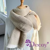 【Decoy】人字紋路 韓風保暖披肩加厚圍巾/顏色可選 卡其米
