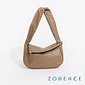 ZODENCE MAZE進口真皮不對稱肩背包  卡其