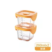 樂扣樂扣 寶寶副食品玻璃調理盒/方形/橘/260ml*2 (LLG519S2)