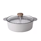 NEOFLAM陶瓷鑄造30公分鴛鴦鍋IH+蒸盤-FIKA(不挑爐具，瓦斯爐電磁爐可用)