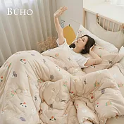 《BUHO》韓系全鋪棉雙人床包+雙人絲滑綿綿奶泡被四件組(多款任選) 《祈福雪祭》