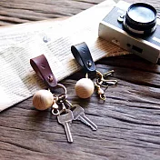 TEHA’AMANA｜日系好物 原木X牛皮質感鑰匙圈 咖啡色 咖啡色