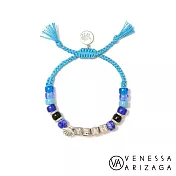 Venessa Arizaga YEAH 鑲鑽貝殼 銀色方塊X藍色琉璃手鍊