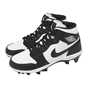 Nike 足球釘鞋 Jordan 1 Mid TD 男鞋 黑 白 皮革 喬丹 高筒 FJ6805-100
