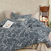 《DUYAN 竹漾》台灣製 精梳純棉單人二件組+雙人鋪棉兩用被/ 風絮禪葉