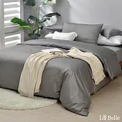 義大利La Belle《極簡純色》特大長絨細棉被套-灰色