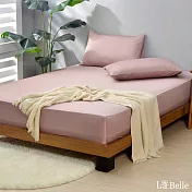 義大利La Belle《極簡純色》加大長絨細棉床包枕套組-粉色