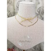 【PinkyPinky Boutique】鍍K金 小愛心蝴蝶結頸鍊 短項鍊 (鵝黃)