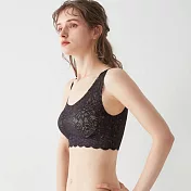 日本【GUNZE郡是】cherish moon 惜月新款 溫柔無縫無鋼圈內衣 W支撐胸罩 大豆異黃酮科技滑順蕾絲減少束縛-214-137 M 黑色