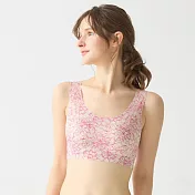 日本【GUNZE郡是】cherish moon 惜月新款 溫柔無縫無鋼圈內衣 W支撐胸罩 大豆異黃酮科技滑順蕾絲減少束縛-214-137 M 牡丹粉