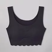 日本【GUNZE郡是】Fitte 新款 無痕無縫 服貼不緊勒 W支撐 無鋼圈胸罩 下擺花邊 M 黑色