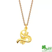 幸運草金飾 光引之貓黃金墜子  送玫瑰鋼項鍊