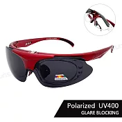 【SUNS】上翻式墨鏡 運動偏光太陽眼鏡 可配度數 含內視鏡 Polarized頂規強化鏡片 抗UV400 紅框灰片