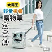 JOJOGO 大胃王輕量折疊購物車 購物車 摺疊購物車 買菜車 拉桿行李袋 行李袋 旅行包 旅行袋 登機包 防水 購物袋 銀色