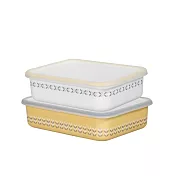 【FUJIHORO 富士琺瑯】 官方直營 恬靜時光系列-琺瑯烘焙保鮮盒(附蓋) 兩件組 L-1350ml+LL-1930ml