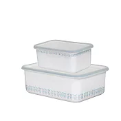 【FUJIHORO 富士琺瑯】 官方直營 恬靜時光系列-琺瑯烘焙保鮮盒(附蓋) 兩件組 DM-1120ml+DLL-2670ml