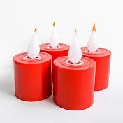 【新韻傳音】立體光充電式5日小茶燭4入組(電子蠟燭 供佛燈 電子燭燈 USB充電燈 法會祈福用 LED蠟燭/Y129) 紅色