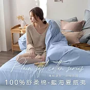 【AGAPE雅家倍】MIT台灣製 多款任選 經典素色 舒柔棉 單人3.5x6.2尺薄床包二件組 藍海夏威夷