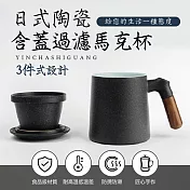 日式陶瓷含蓋過濾馬克杯(4入組) 綠色*4