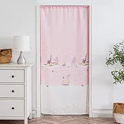 精緻印花長門簾窗簾110*200cm送桿子(門簾/風水簾/拉簾 /窗簾/隔簾/客廳臥室) 雪景小鹿粉