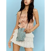 輕巧迷你款設計｜Pavi studio 泰國新銳設計師.時尚W純色包.簡約設計.真皮背帶.摺疊肩背包.100%總代理 天青色