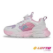 【LOTTO 義大利】童鞋 星光轉扣輕量跑鞋 19cm 奶茶/粉