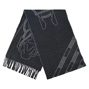 Hermes 愛馬仕 Tete-a-Tete Equestre 170x25 羊絨圍巾- 炭灰