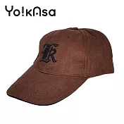 【Yo!kAsa】刺繡字母透氣棒球帽(兩色任選) 咖啡色
