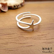 ☆§海洋盒子§☆霧銀海星線條設計S925純銀戒指.可調整戒圍