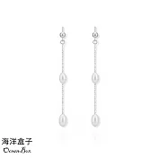 ☆§海洋盒子§☆優雅水滴感流蘇珍珠S925純銀耳環.白金色