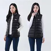 【遊遍天下】男女款90%雙面穿防風防潑水連帽羽絨背心(GV22023) M 黑色