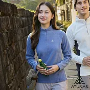 【ATUNAS 歐都納】女款循環SOLAR-FLEECE保暖刷毛長袖拉鍊衫/立領衫/POLO衫/大尺碼A1PS2557WC- S 藍紫