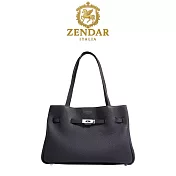 【ZENDAR】台灣總代理 限量1折 頂級小牛皮肩背包 安傑拉系列 全新專櫃展示品 黑色