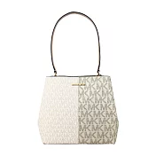 MICHAEL KORS Pratt 中型雙色金屬質感標誌性Logo單肩包- 淡金色