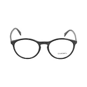 CHANEL 金字Logo 框形平光眼鏡51mm (黑色)