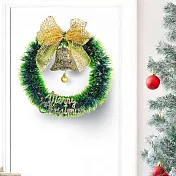 摩達客14吋森林雙綠漸層系金蔥彎絲聖誕花圈_台灣工藝免組裝