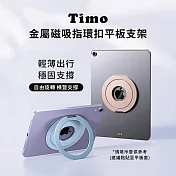 【Timo】金屬磁吸指環扣平板支架 背膠款 360°旋轉 角度可調 粉色