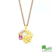 幸運草金飾 盛金繁花黃金/水晶墜子  送玫瑰鋼項鍊