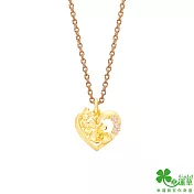 幸運草金飾 愛你美一面黃金墜子  送玫瑰鋼項鍊