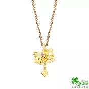 幸運草金飾 情繫永恆黃金/水晶墜子  送玫瑰鋼項鍊