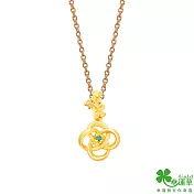 幸運草金飾 花開金桂黃金墜子  送玫瑰鋼項鍊