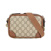GUCCI GG Emblem 迷你雙拉鍊斜背包 (烏木/深棕色)
