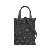 GUCCI Ophidia GG 牛仔布迷你二用琴譜包 (黑灰色)