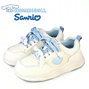 【HELLO KITTY】女 CINNAMOROLL 大耳狗 運動鞋 休閒鞋 厚底 魔鬼氈 沾黏式 EU38 白色
