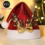 摩達客-金蔥格菱閃亮鹿角聖誕帽-顏色可選-交換禮物耶誕派對推薦 紅色