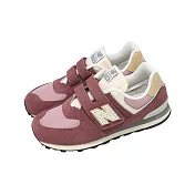 New Balance NB 休閒鞋 574 寬楦 中童 小朋友 紅 白 魔鬼氈 復古 麂皮 紐巴倫 PV574JHD-W