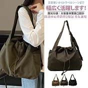 【Sayaka紗彌佳】買就送零錢包!霧光行袋|大容量休閒束口設計防潑水肩背斜背2用包 男女兼用 情侶包 -綠色